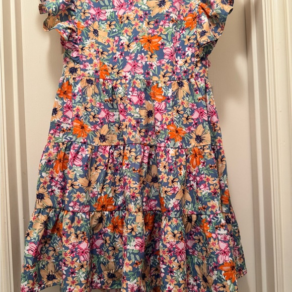 EUC Entro Floral Ruffle Sleeves Tiered Mini Dress Size Medium - Picture 5 of 8